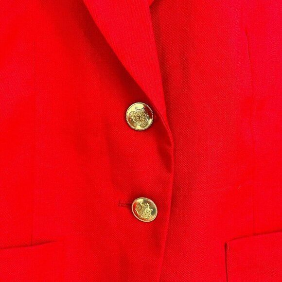 J Crew Helena Blazer Stretch Linen Belvedere Red Size 4 Casual Gold Buttons - Picture 5 of 13